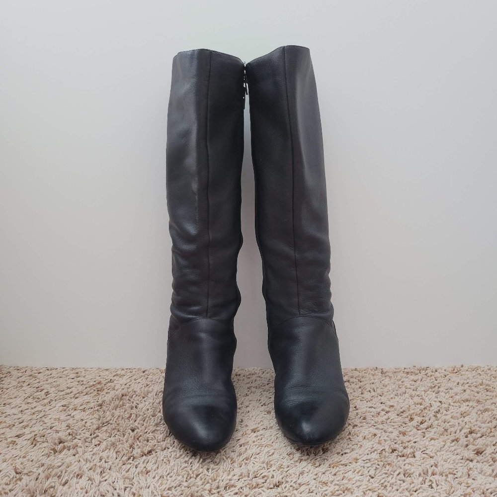 BLACK LEATHER NATURALIZER N5 COMFORT HEELED BOOTS, WOMEN'S SIZE 8.5